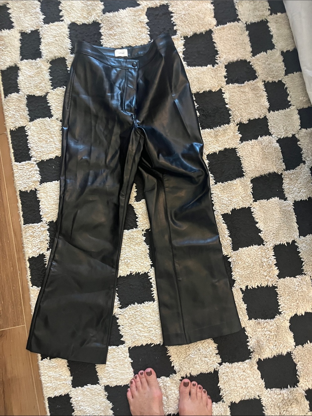Women’s Black Faux Leather boot leg pants